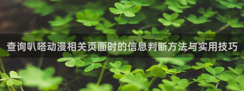 漫蛙啊:查询叭嗒动漫相关页面时的信息判断方法与实用技巧配图